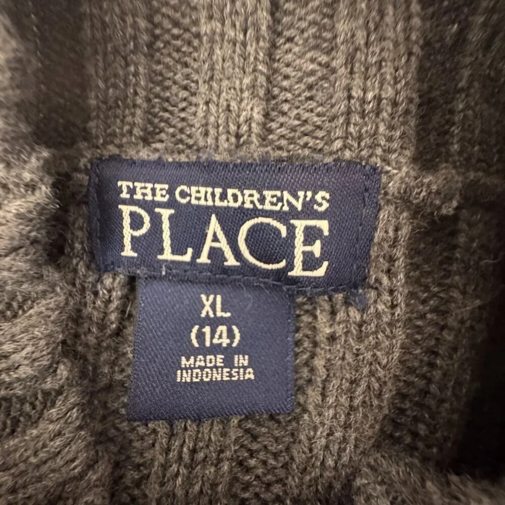 Gray Ribbed The Children's Place Long Sleeve Mock Sweater Size XL (14)
